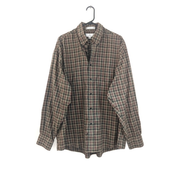 Vintage 90s Grunge Plaid Button Down Oversized Lightweight Flannel Shirt - Picture 1 of 8